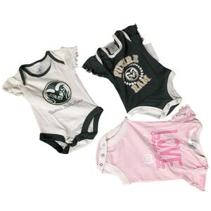 Colorado State Rams Baby Girl 3 Bodysuit Set 3-6 Months Green Pink White